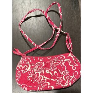 Vera Bradley Twirly Birds Pink Frannie Pleated Crossbody Fuchsia White Paisley